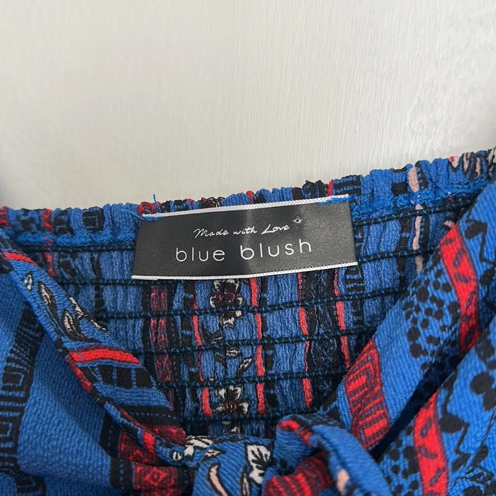 Blue Blush Marine Blue Boho Crop Top & High Waist Wide leg Pant Two Piece. - Picture 3 of 7